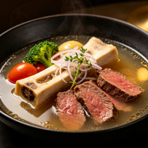 Rich Beef Bone Broth Soup Serving