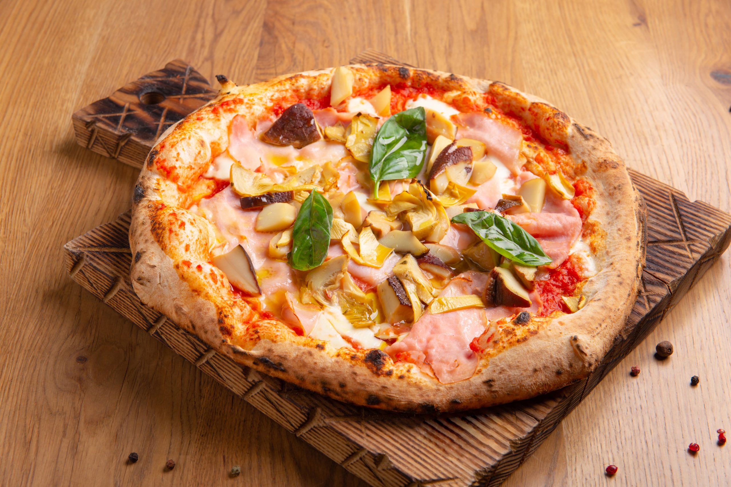 Mushroom Ham Stone Baked Pizza