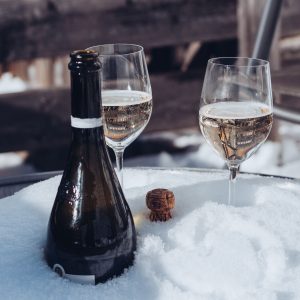 Crisp Dry White Wine Bottle Serving