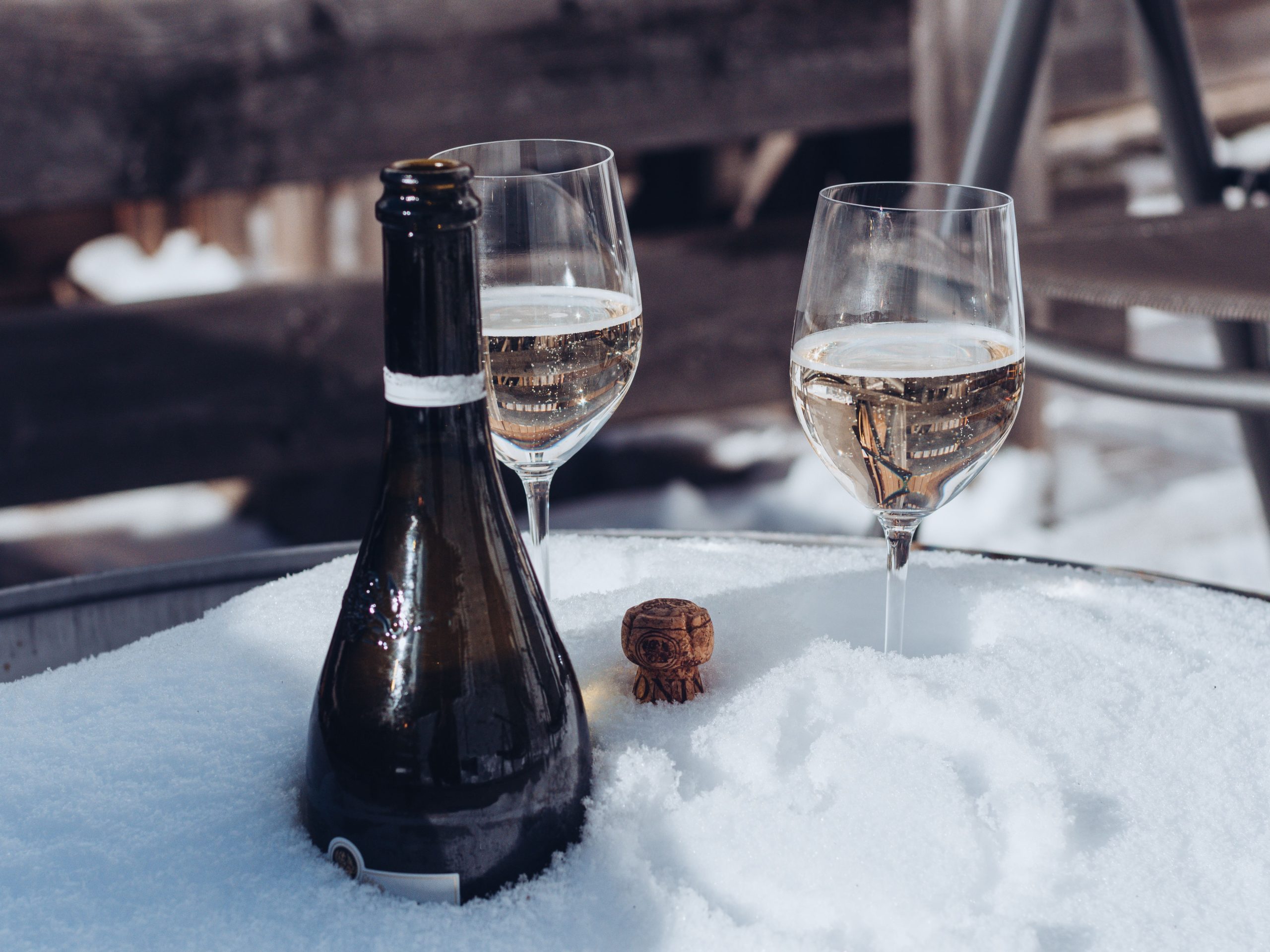 Crisp Dry White Wine Bottle Serving