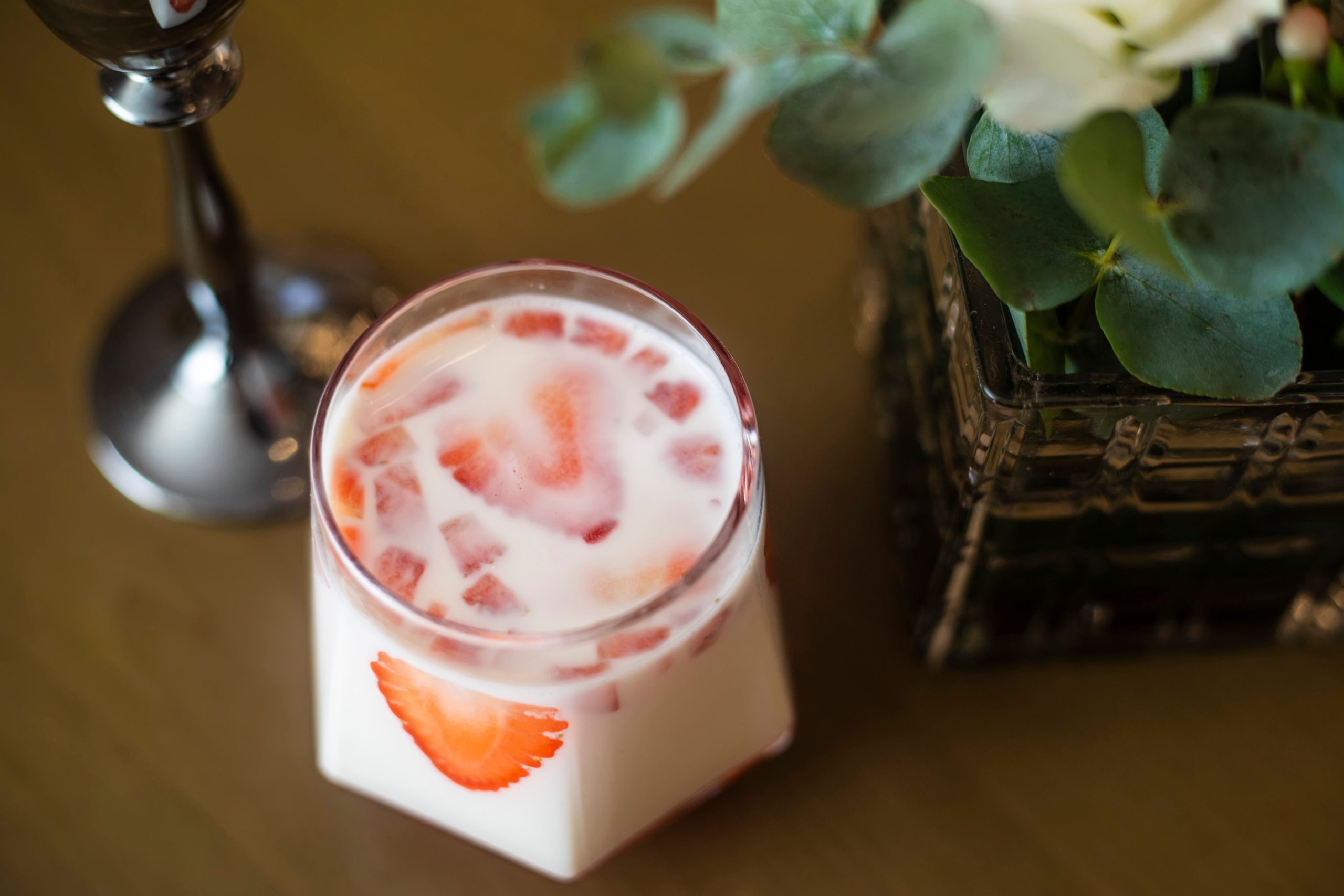 Strawberry Iced Milk Tea Cup